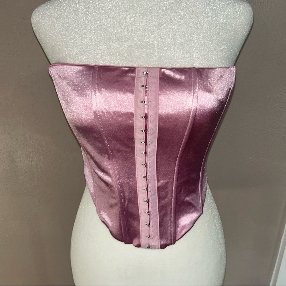 White Fox Boutique Shimmering Pink Satin Crop Top
